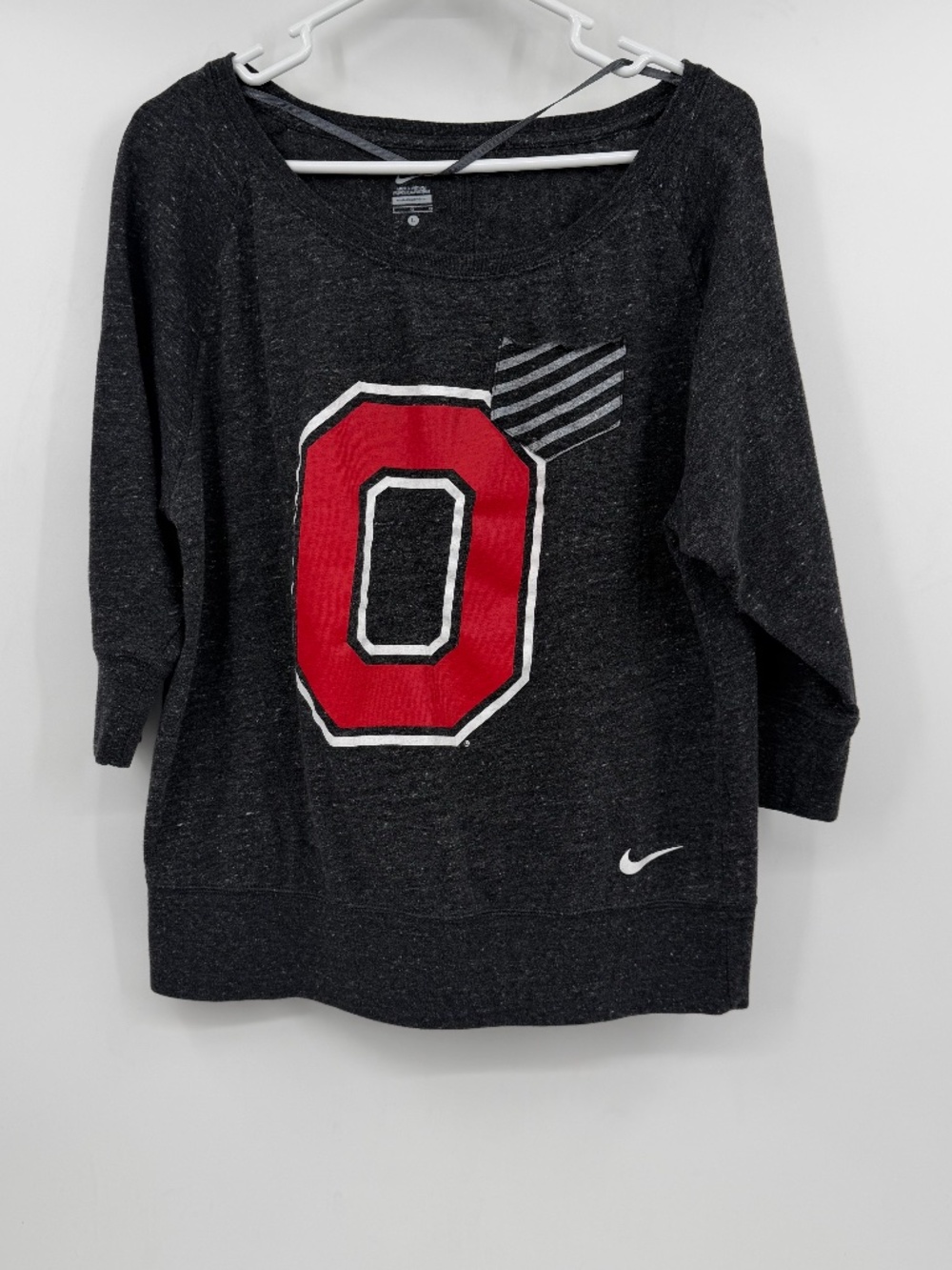 Ohio State Buckeyes Top Women Large Heather Gray Nike Scoop Neck 3/4 Sleeve